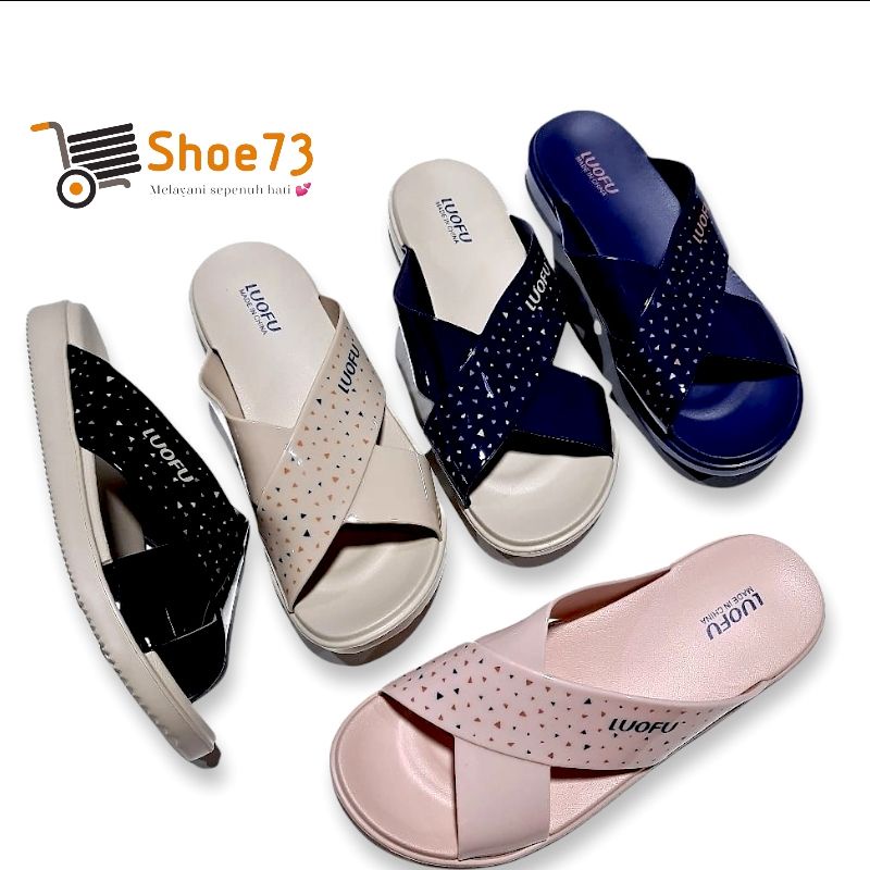 LUOFU E 7189 A1-E23S SIZE 36-40 ORIGINAL l Sandal Selop silang jelly wanita l Sendal kokop cewek impor