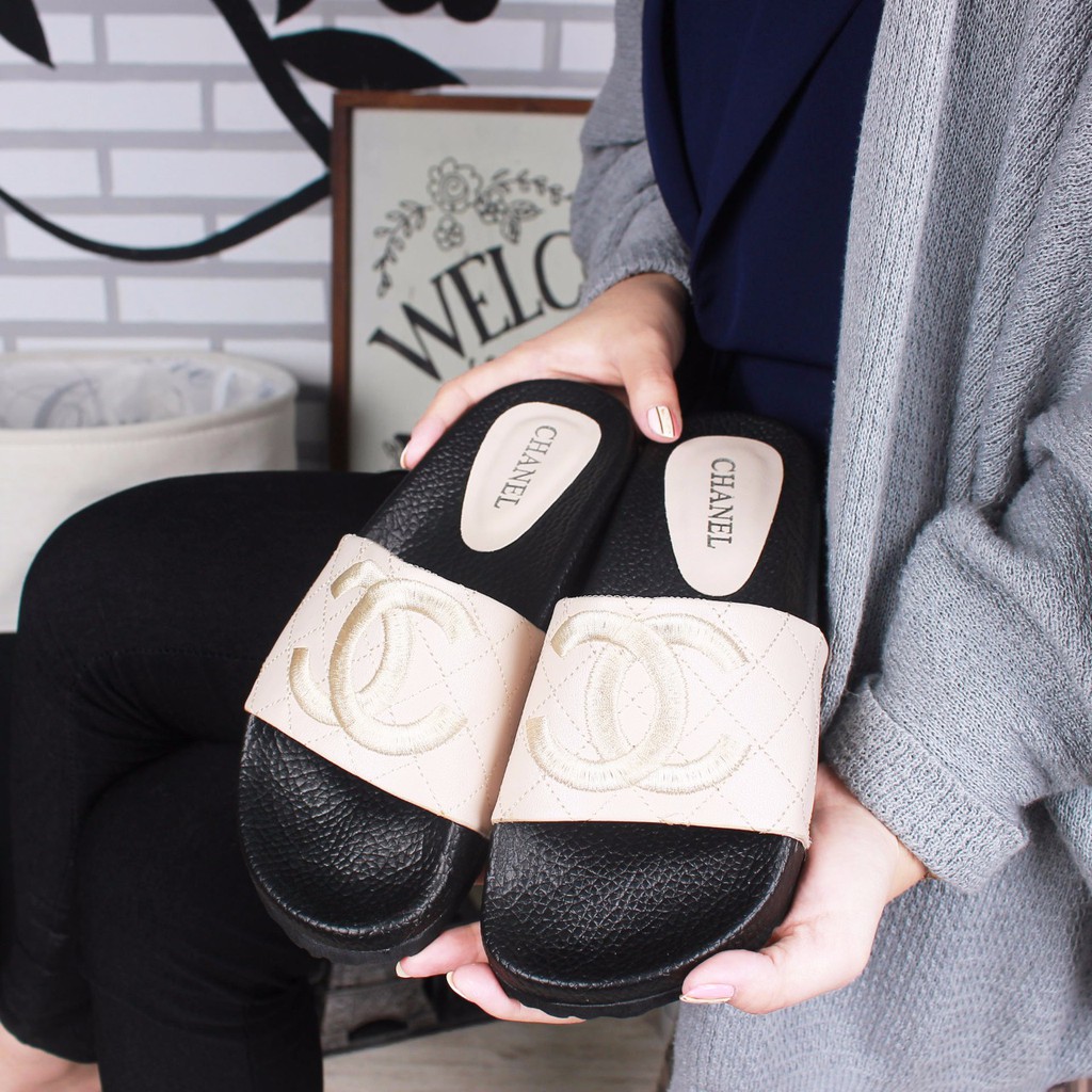 CHANEL VINTAGE #50641 / SENDAL WANITA FLIP FLOP SANDALS MURAH