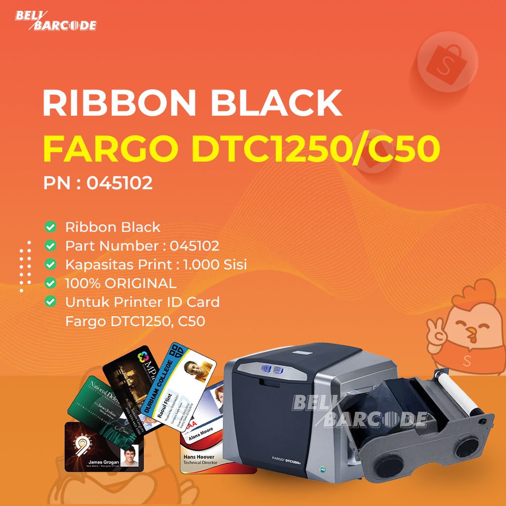 RIBBON TINTA HITAM FARGO CS 50/DTC1250/DTC1000 PN:045102 (045102)