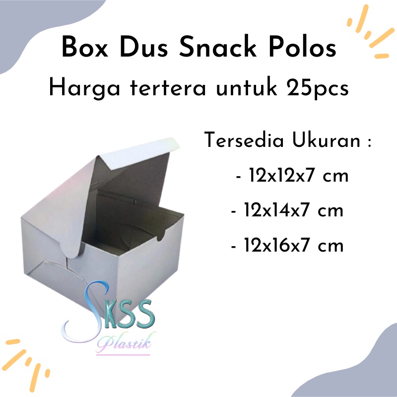 Kotak Dus Box Kue Snack Polos 12x12 12x14 12x16 isi 25 Pcs l Kardus Snack Makanan