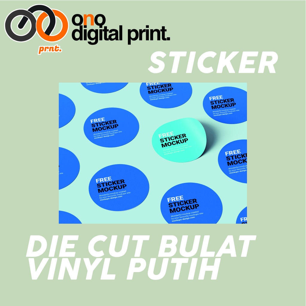 

Cetak Sticker Die Cut Bulat Vinyl Putih/ Print Sticker Label Potong Putus Bentuk Bulat