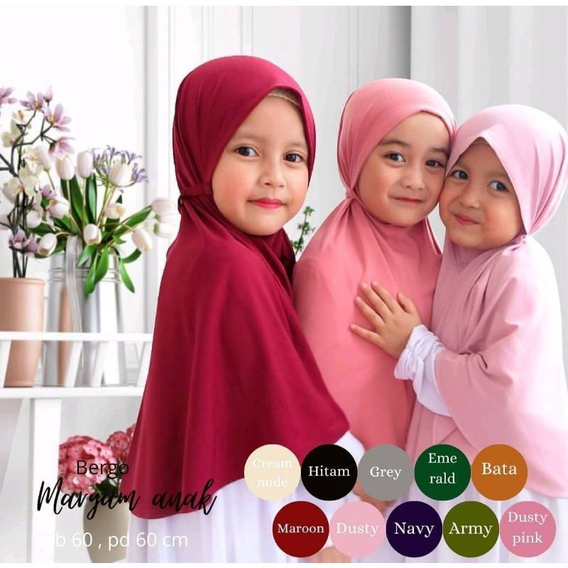 BERGO TALI HIJAB INSTAN ANAK / DIAMOND CREPE KIDS