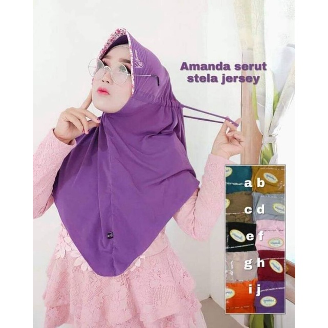 Jilbab Serut Kombinasi Bunga / Jilbab Jokowi