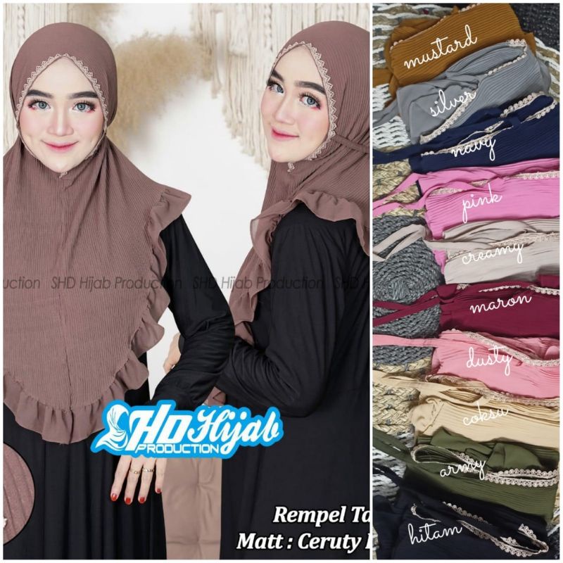 BERGO REMPEL RENDA NON PET BERGO MARYAM FULL PLISKET SYARI REMPEL RENDA CERUTI JUMBO