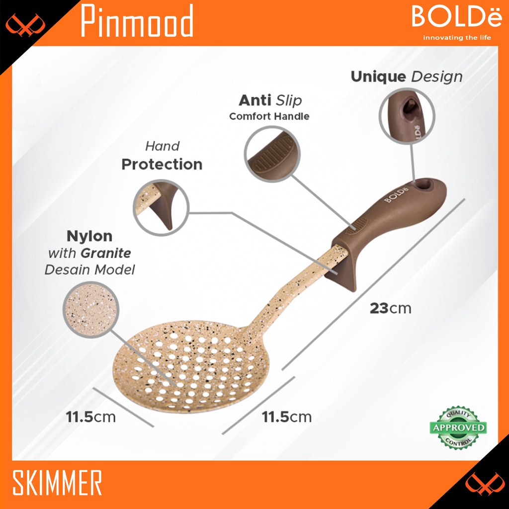 BOLDE SKIMMER / SPATULA TIRISAN / SUTIL BUNDAR LUBANG SUPER UTENSILE GRANITE BEIGE UTENSIL SODET EROS IRUS PENYARING MINYAK