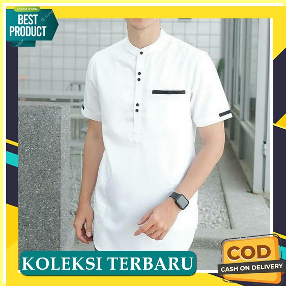 Baju Koko Pria Dewasa Lengan Pendek Terbaru Terlaris Orang Tua Dzaki Original Bahan Oxford Denim Yan