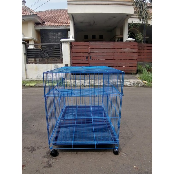 Kandang Lipat kucing anjing kandang besi tingkat Roda 90 cm GOJEK GRAB