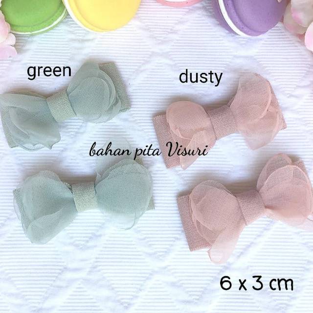 Aplikasi Bow Dua Bahan 6 x 3 cm