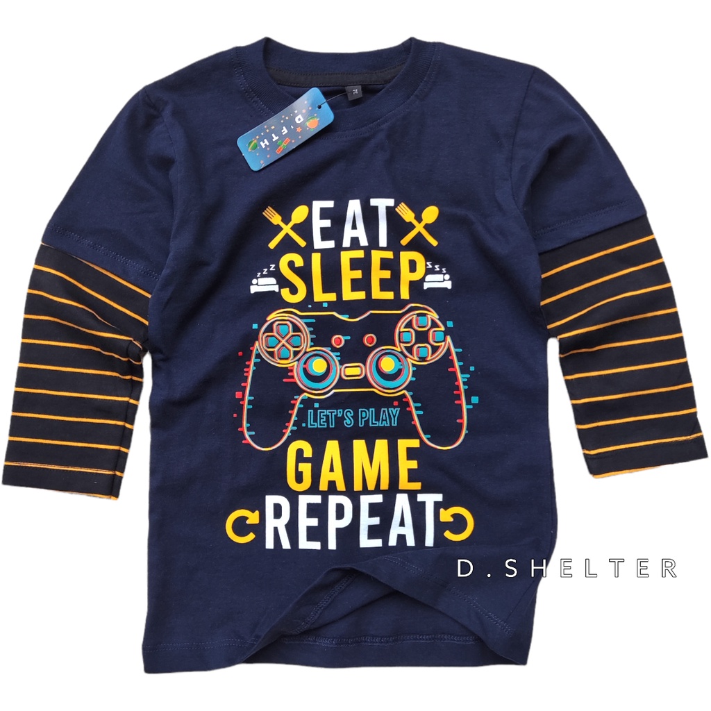 KAOS ANAK TANGAN PANJANG NAVY EAT SLEEP