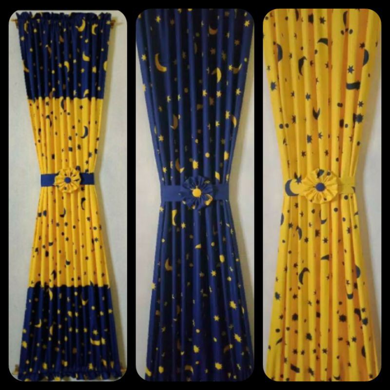 GORDEN MINIMALIS GORDEN KUPU KOMBINASI NAVY KUNING