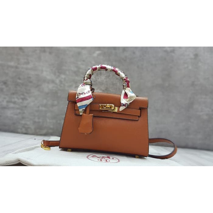 TAS WANITA KEKINIAN DAN TERMURAH Kelly mini 20cm epsom GHW SS incld twilly dustbag mirror  GB864