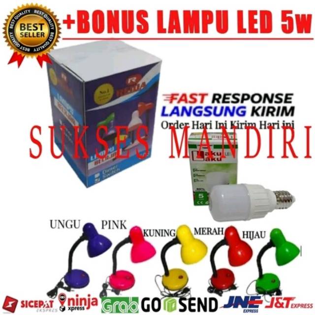 

lampu meja belajar bonus lampu LED 5W