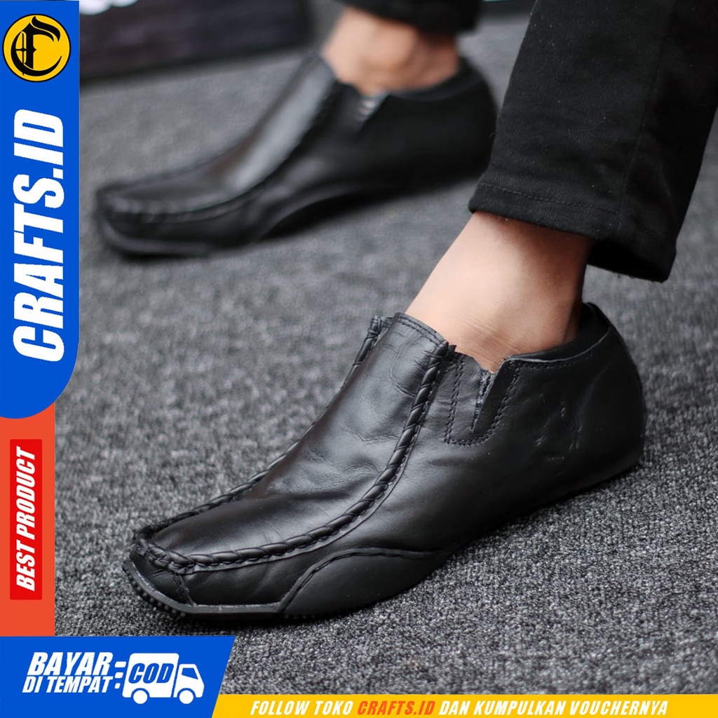 CRAFTS fero - Sepatu Formal Pantofel Kulit Asli Kerja Pria