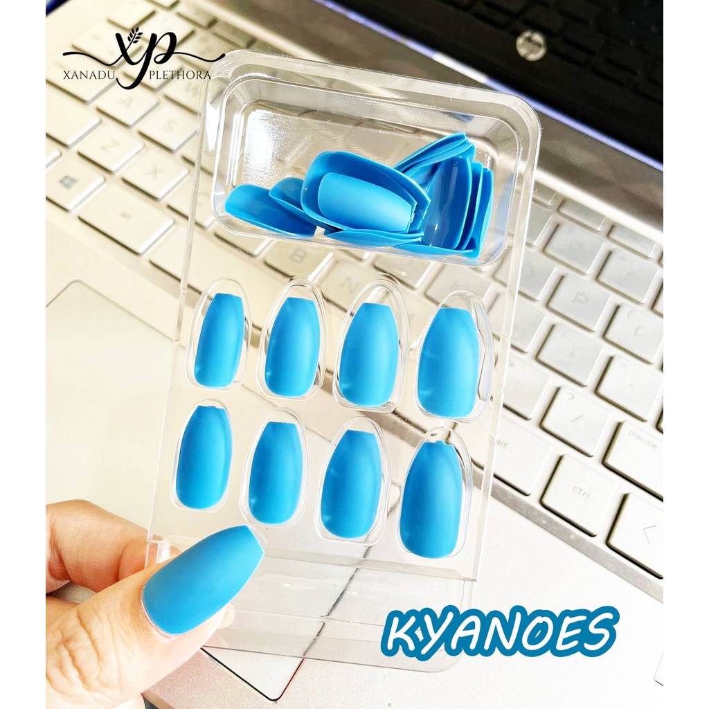 KYANEOS COFFIN FAKE NAIL MATTE 24 Pcs Kuku Palsu Dan Lem Fake Nail Art 3d Kuku Palsu Tahan Air 24 Pcs Kotak
