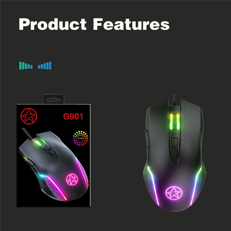 TK Wired Gaming Mouse USB Computer Mouse Gaming RGB Mouse 7 Button 6400DPI LED Silent Game Mice For PC Laptop