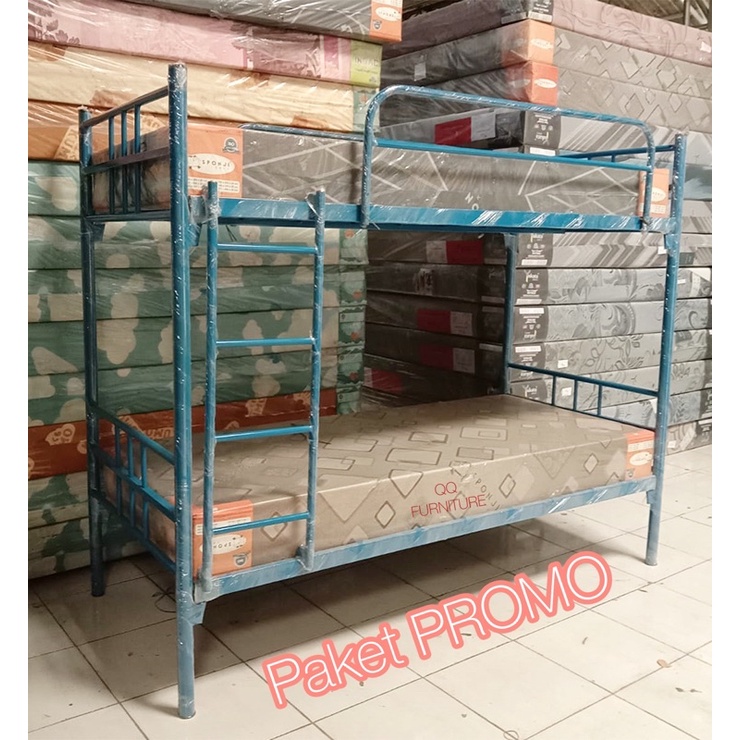 paket promo ranjang besi 90x200 dengan kasur busa