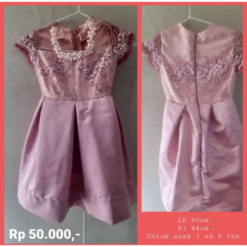 Dress brokat kembang anak 3 sd 6 tahun