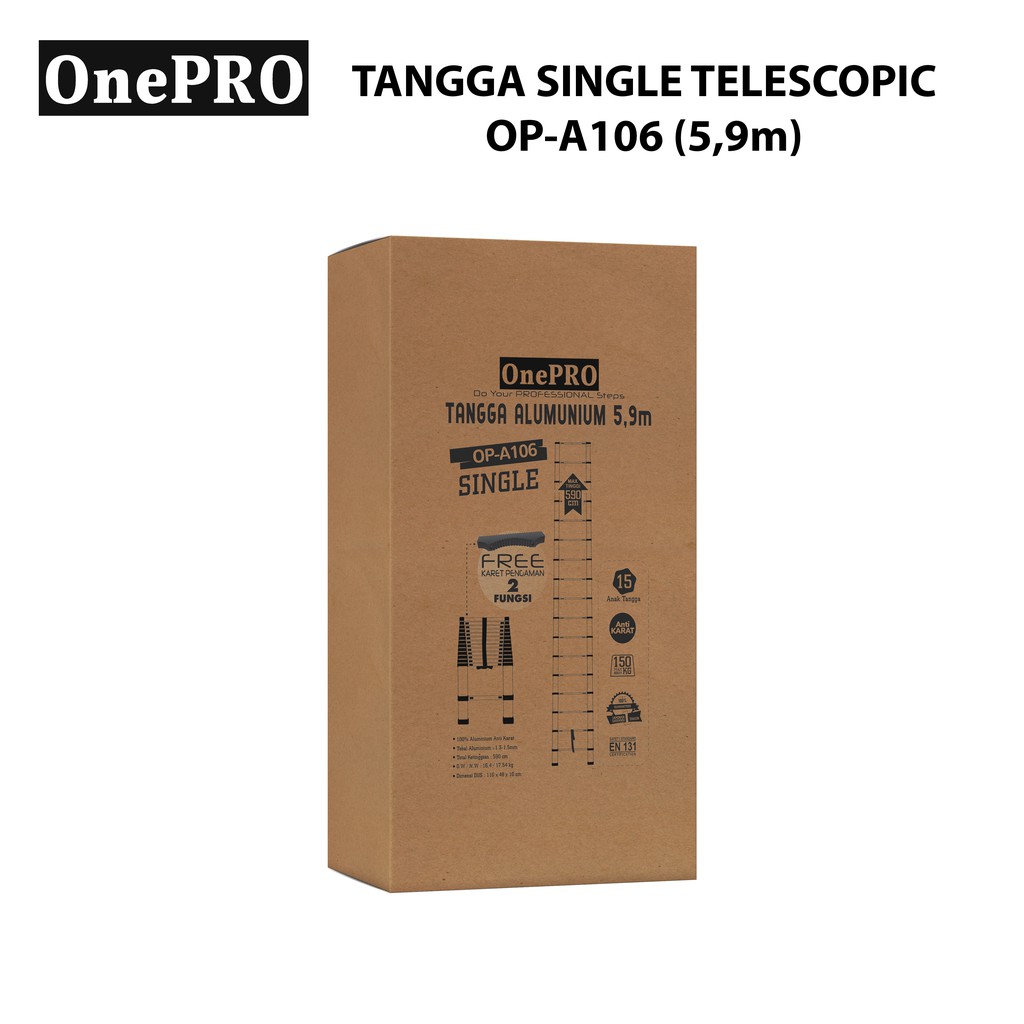 Tangga Single Telescopic Onepro OP-A106 / Tangga Lipat Alumunium Teleskopik