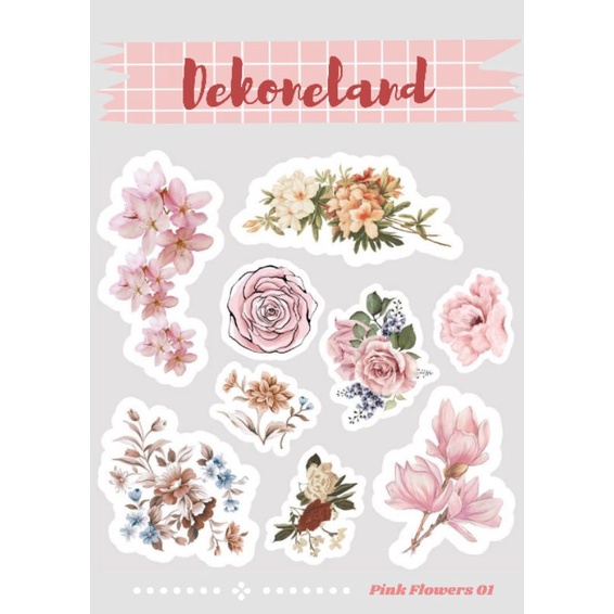 

pink flowers sticker series 01, aesthetic pink sticker