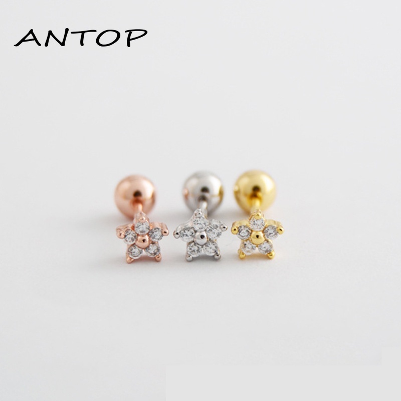 Fashion Sederhana Indah Bunga Bentuk Zirkon Tidak Ada Alergi Ear Studs Wanita Perhiasan Hadiah ANTOP