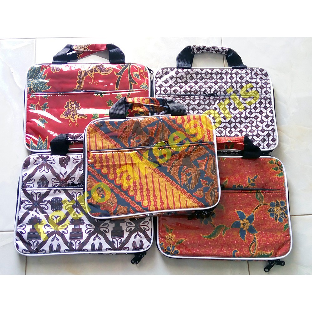 Tas Laptop batik asli Jogja 10 inch Plastik
