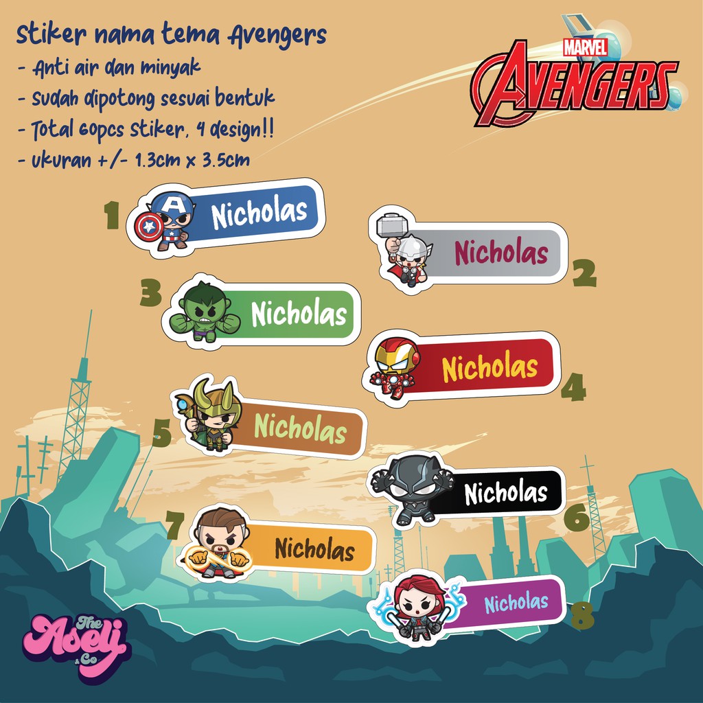 

HJK Stiker Label Nama Anak Tahan Air Custom Nama Untuk Botol Alat Sekolah