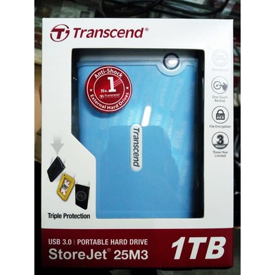 Transcend Storejet 25M3-1TB USB 3 Anti Shock External Harddisk /HDD