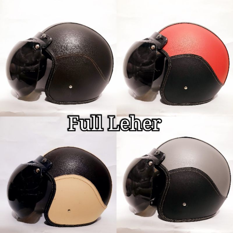 HELM BOGO DEWASA FULL LEHER | Shopee Indonesia