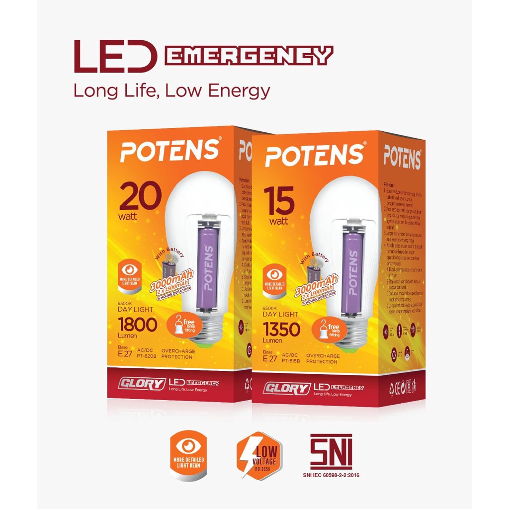 ☀ Sunly ☀ A146 Potens Lampu LED Emergency Bohlam Premium Garansi 1 Tahun Import