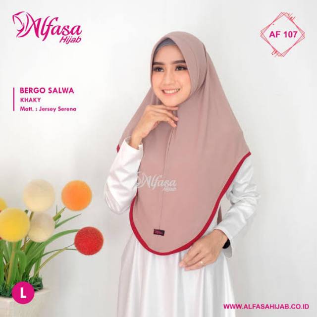 Jilbab Salwa Alfasa warna khaki dan hitam