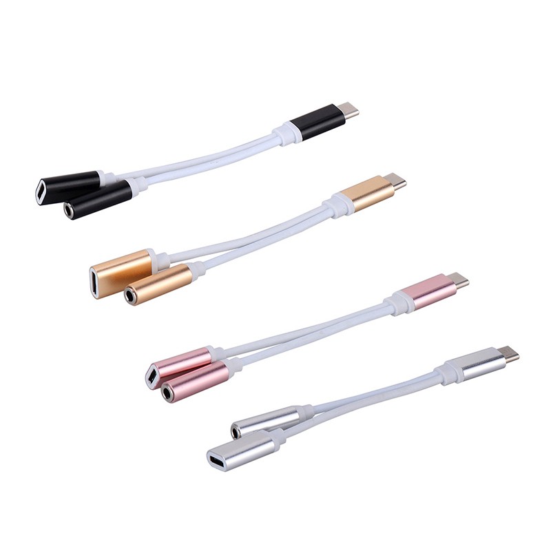 Trend-TYPE C Kabel Audio Splitter 2IN1 Jack 3.5Mm Male To Female dan Port Charging Type C.