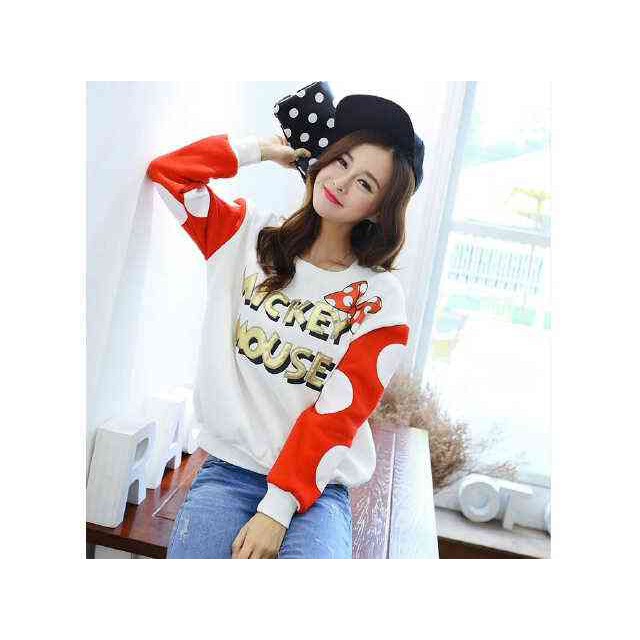 SWEATER MICKEY - MIKI ONDE MERAH - WANITA LENGAN PANJANG MURAH