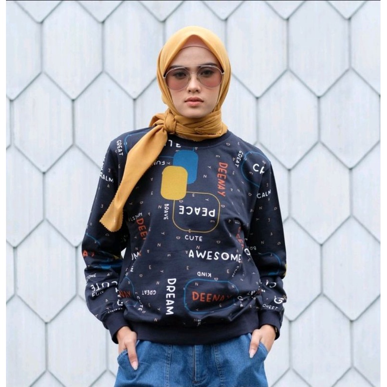 READY❗Deenay Original❗Text Sweatshirt - Sweater - Sweater Wanita - Atasan wanita - Baju Wanita