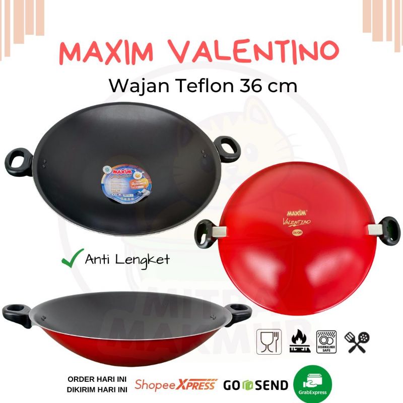 MAXIM VALENTINO 30-36 CM / WAJAN MAXIM / PENGGORENGAN MAXIM ANTI LENGKET / WOK