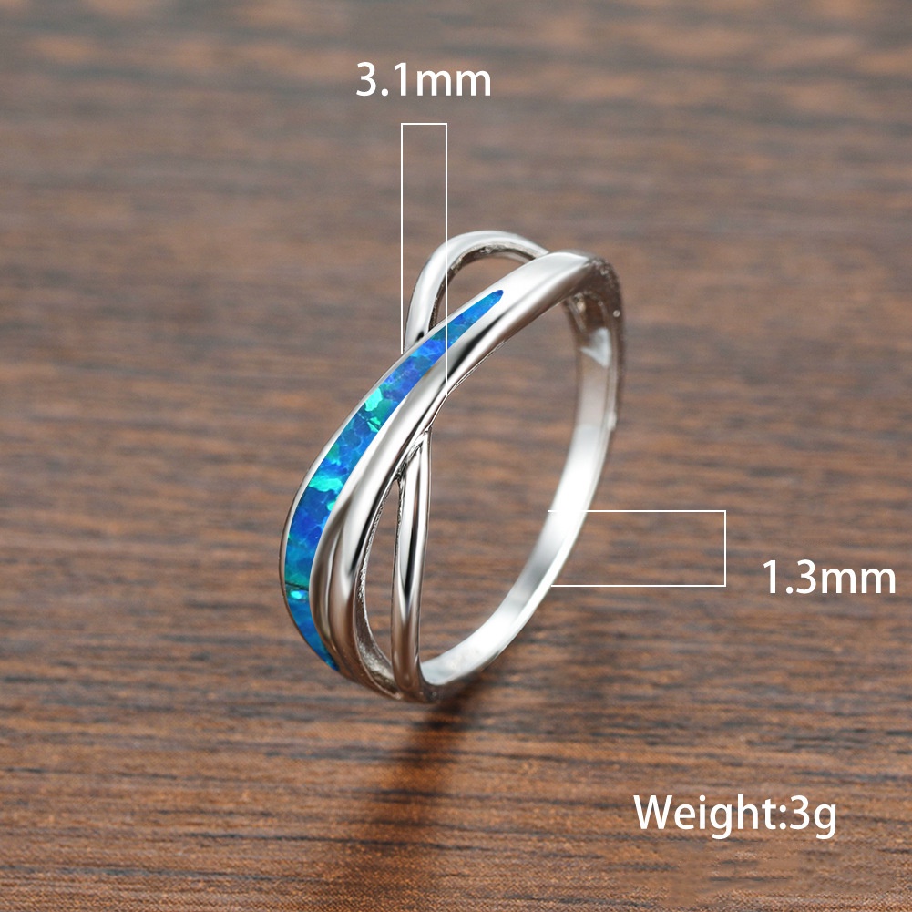 New product Europe and America imitation Opal vitality forest design cross ring ladies fashion ring