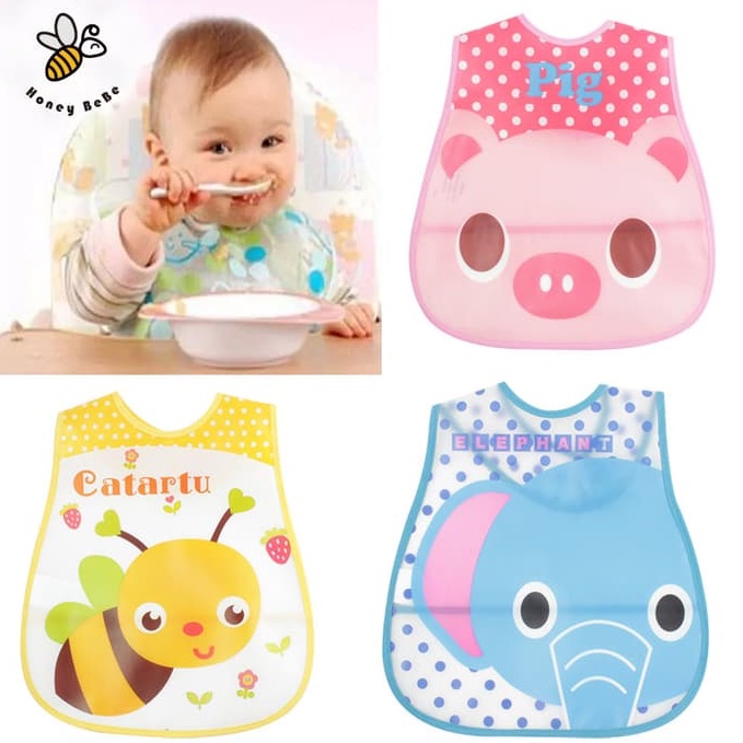 SLABBER EVA BIB KANTUNG CELEMEK MAKAN BAYI BABY BIB SLABER PLASTIK WATERPROOF ALAS TATAK MAKAN BAYI TATAK ILER PLASTIK APRON ILER TATAK MAKAN TAHAN AIR BABY BIB SLABER