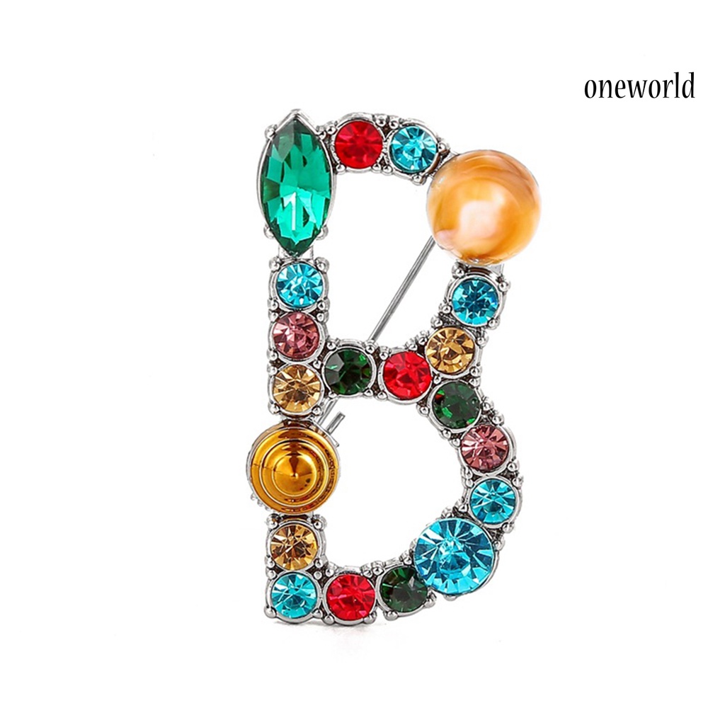 OW@ Brooch Exquisite Beautiful Colorful Letter Brooch Pin for Banquet