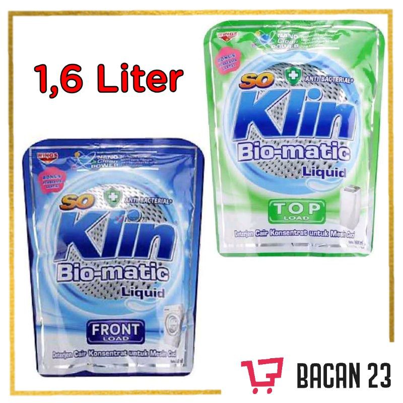 SoKlin Bio - Matic Liquid 1,6 Liiter  (Top Load - Front Load) / Sabun Cair / Bacan 23 - Bacan23