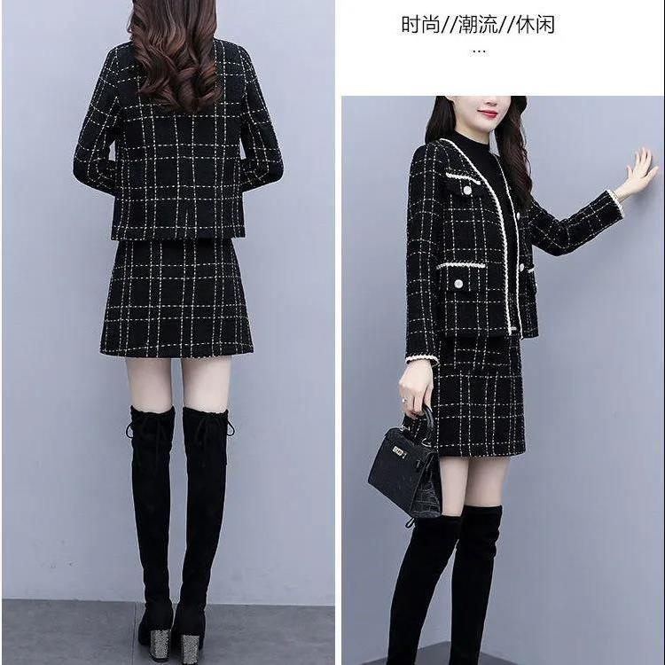 2021 autumn and winter new fat sister slim suit large women's dress foreign style age reduction fash