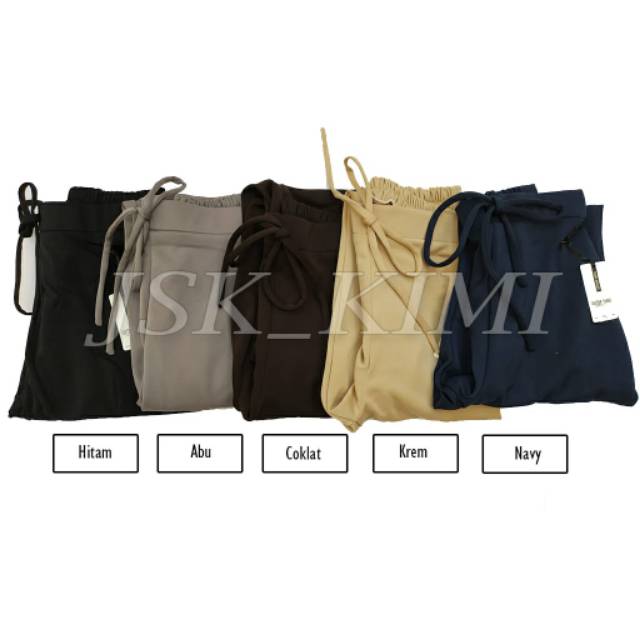 (5 Warna) Celana Bahan Scuba Stretch Kulot Polos All Size-1