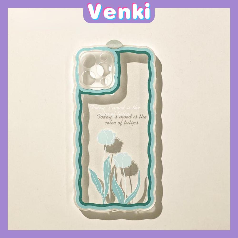 iPhone Case Silicone Soft Case Clear Case Wave Airbag Shockproof Camera Cover Protection Green Flower Compatible For iPhone 11 iPhone 13 Pro Max iPhone 12 Pro Max iPhone 7 Plus xr