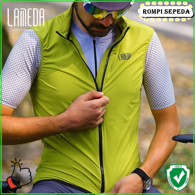 NEW Pakaian rompi sepeda pria gowes lameda Hijau murah Windbreaker vest olahraga outdoor pria wind