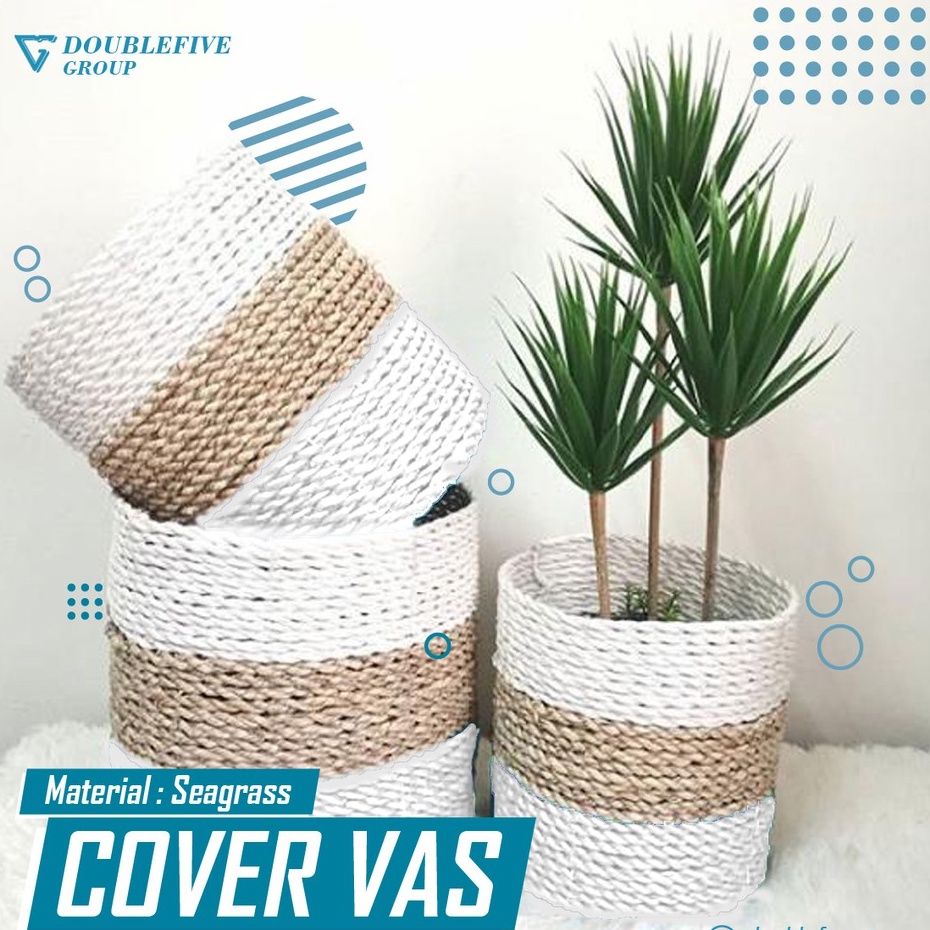 Cover Pot Anyaman Cover Pot Seagrass Cover Pot Bunga Cover Pot Anyam Isi 3 Pcs