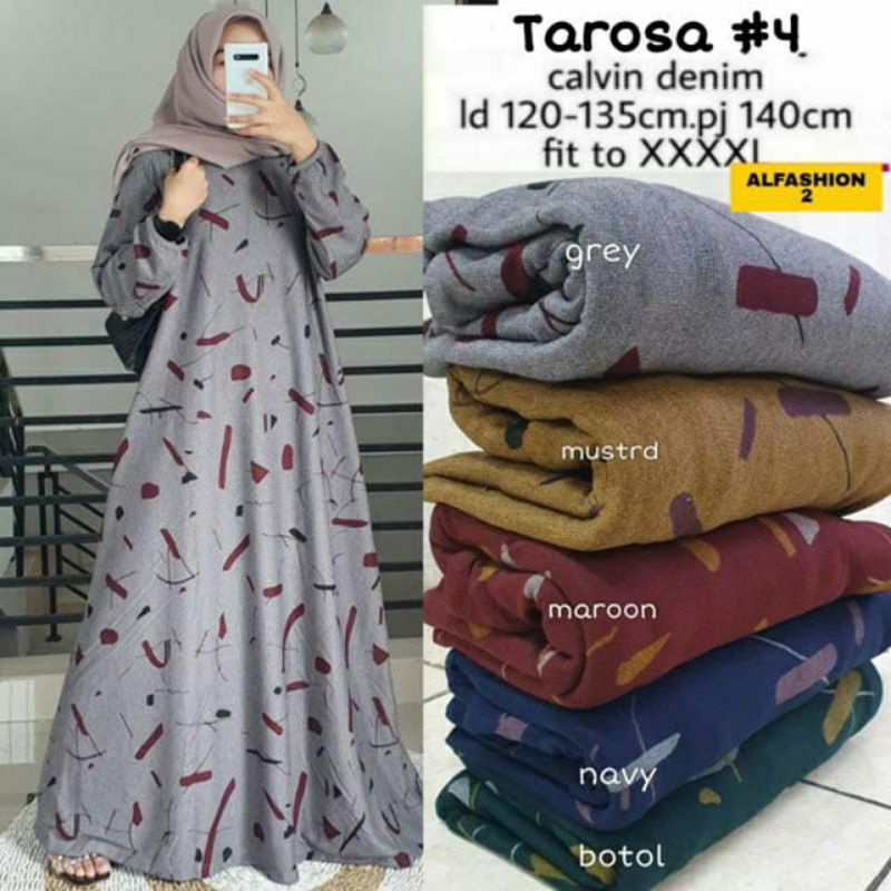 Gamis Diana Denim Premium Tarosa #4 by Fashion Hijab Solo