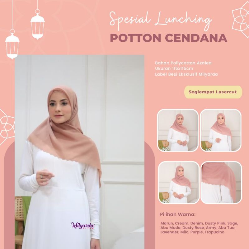 segi empat potton cendana terbaru original milyarda hijab