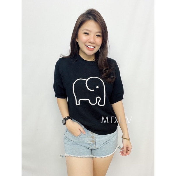 MDLV ~ H148# Elephant Knitted Top atasan Kaos Rajut import Fashion Import