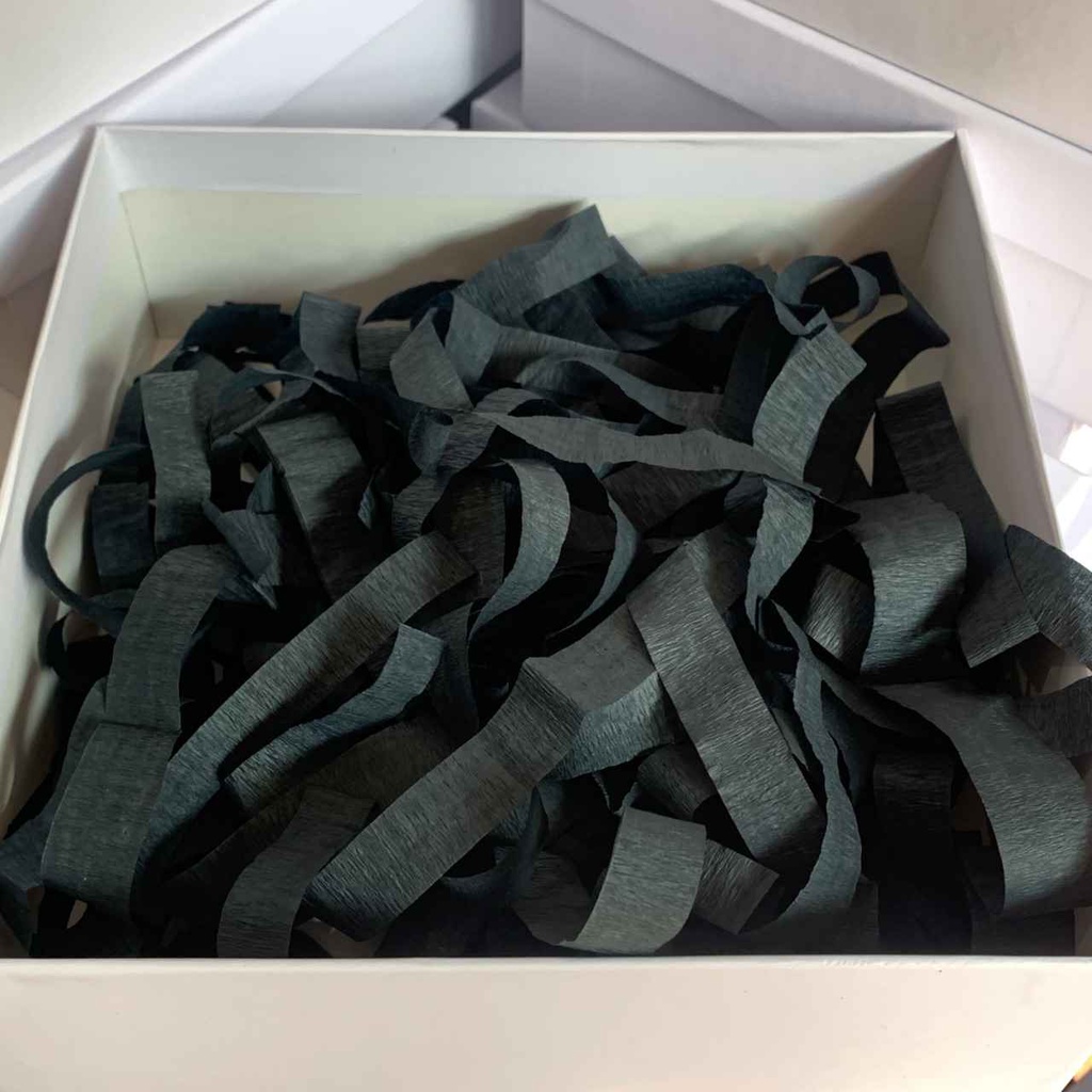

Kertas cacah warna hitam cocok untuk isian kotak kado.