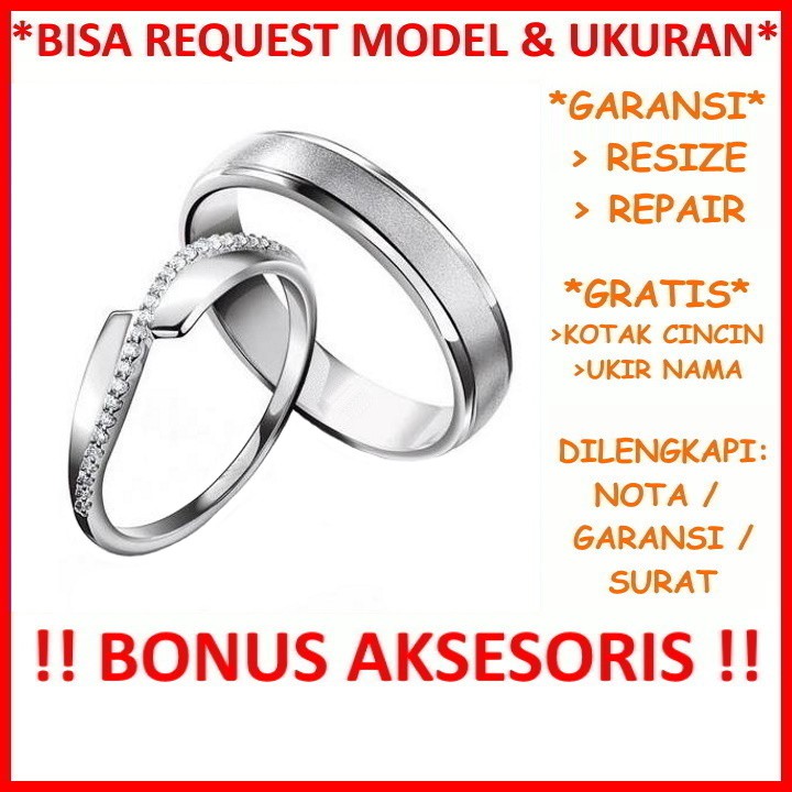 Gratis Ukir Nama Garansi Silver Asli Bisa Pesan Model Cincin Couple Perak Tunangan Mas Kawin Id583