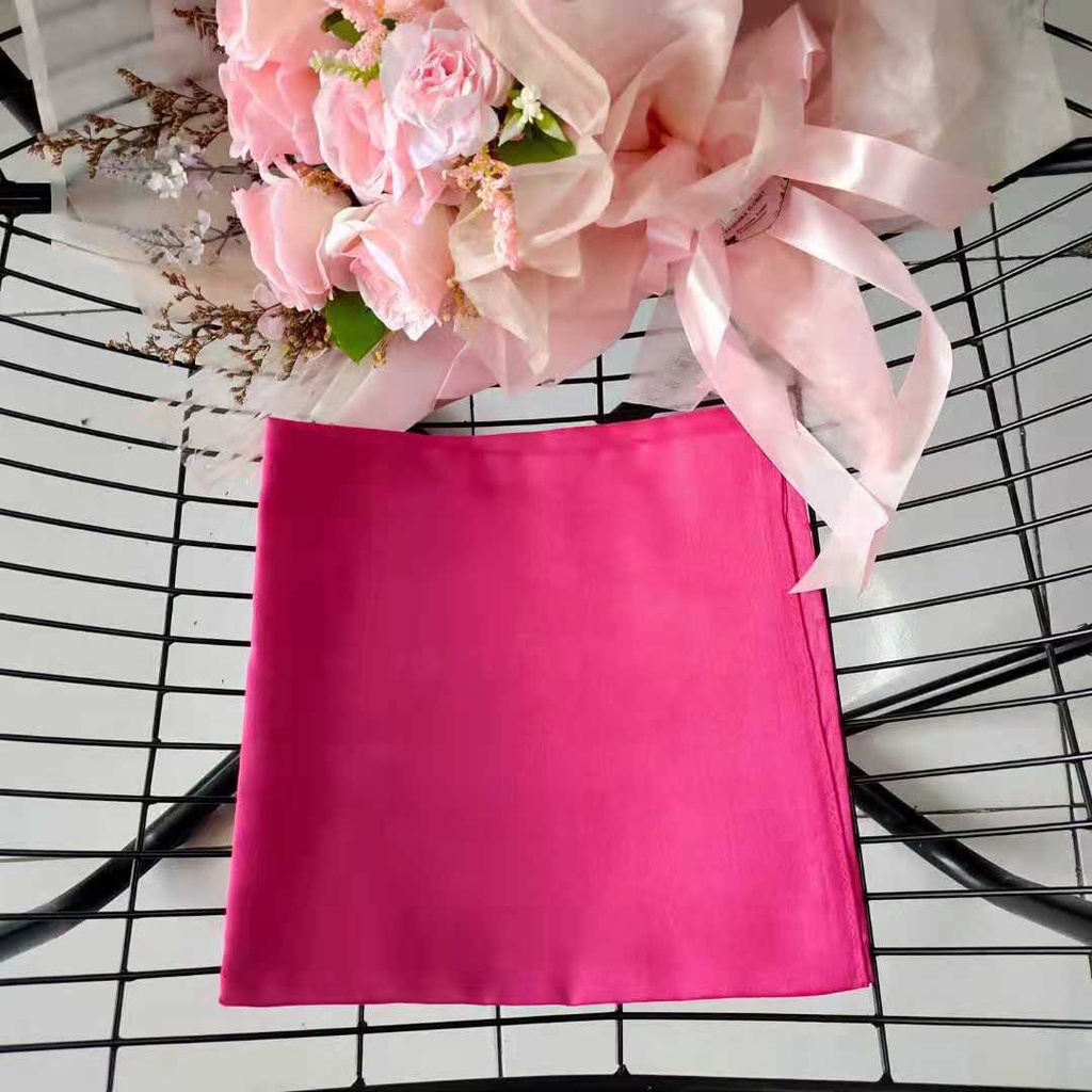 Murah Meichen Kerudung Hijab Paris Polos Segi Empat Jilbab Daily Basic Premium-Pink Syrup