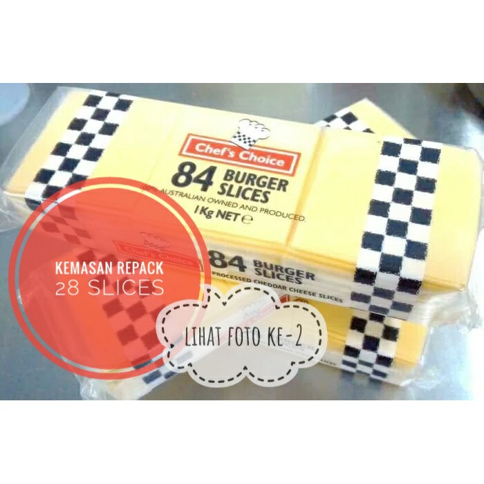 

TERMURAH CHEF'S CHOICE RED BURGER SLICE CHEESE / KEJU LEMBARAN !!!!!